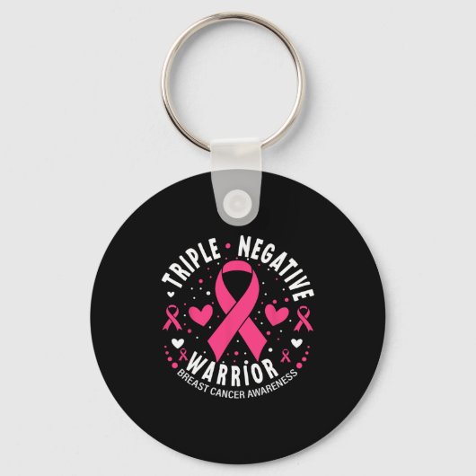 Triple Negative Warrior Pink Heart Borstkanker A Sleutelhanger (Voorkant)