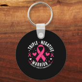 Triple Negative Warrior Pink Heart Borstkanker A Sleutelhanger (Voorkant)