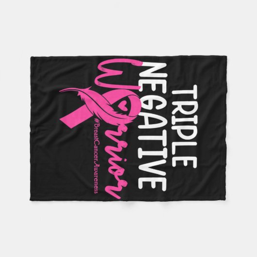 Triple Negative Warrior Pink Ribbon Breast Cancer Fleece Deken (Voorkant (Horizontaal))