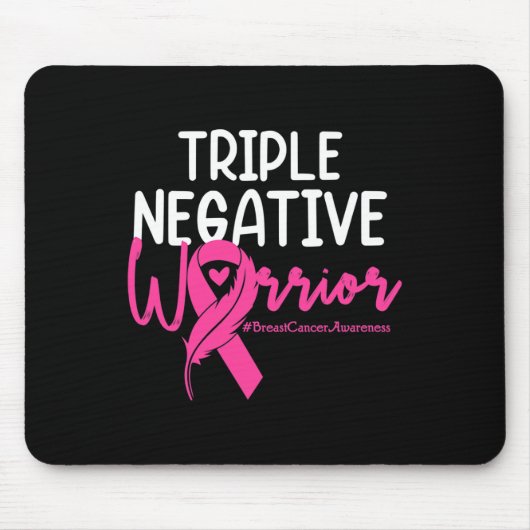 Triple Negative Warrior Pink Ribbon Breast Cancer Muismat (Voorkant)