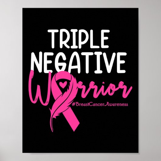 Triple Negative Warrior Pink Ribbon Breast Cancer Poster (Voorkant)