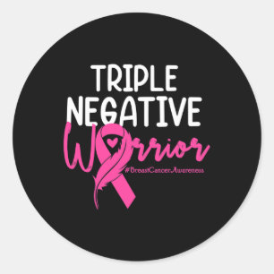 Triple Negative Warrior Pink Ribbon Breast Cancer Ronde Sticker