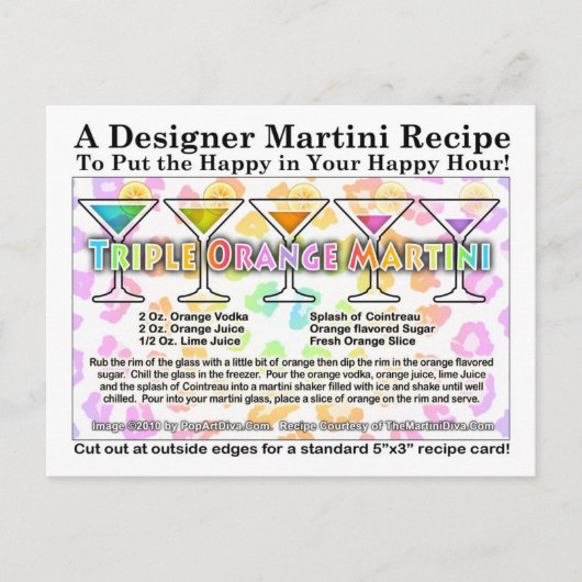 Triple Oranje Martini Recipe Briefkaart (Voorkant)