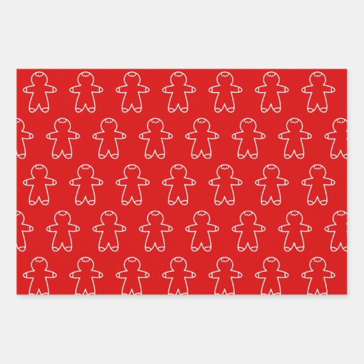 Triple Pack Red Gingerbread Heren Inpakpapier Vel (Voorkant 2)
