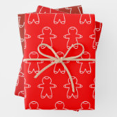 Triple Pack Red Gingerbread Heren Inpakpapier Vel (In situ)