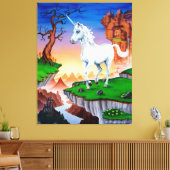 Triple panel gerekt canvas fantasy Unicorn Afdruk (Insitu (Woonkamer))