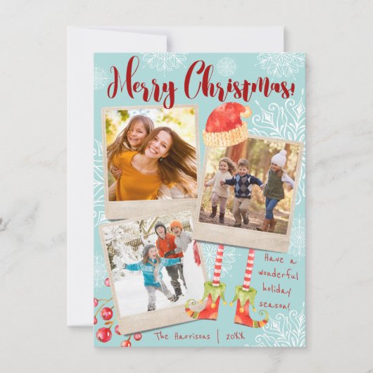 Triple Photo Leuke Kerstvakantie | Gepersonaliseer Feestdagenkaart (Voorkant)