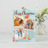 Triple Photo Leuke Kerstvakantie | Gepersonaliseer Feestdagenkaart (Staand voorkant)