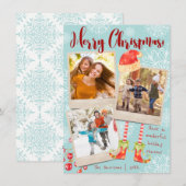 Triple Photo Leuke Kerstvakantie | Gepersonaliseer Feestdagenkaart (Voorkant / Achterkant)