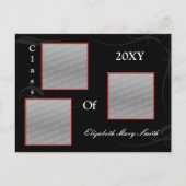 TRIPLE PHOTO rood Afstuderen Uitnodiging (Voorkant)