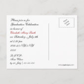 TRIPLE PHOTO rood Afstuderen Uitnodiging Briefkaart (Achterkant)