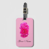 Triple Pink Roses  Bagagelabel (Voorkant (verticaal))