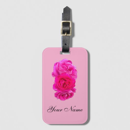 Triple Pink Roses  Bagagelabel (Voorkant (verticaal))
