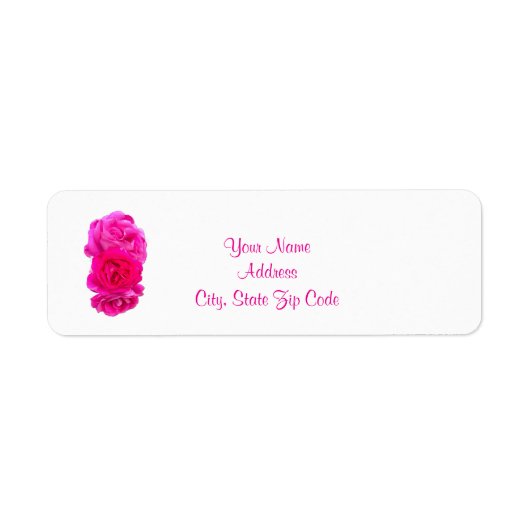 Triple Pink Roses , Return Address Etiket (Voorkant)