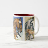 Triple Pleasure Paarden Tweekleurige Koffiemok (Voorkant rechts)