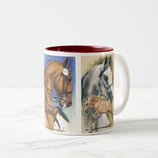 Triple Pleasure Paarden Tweekleurige Koffiemok (Voorkant rechts)