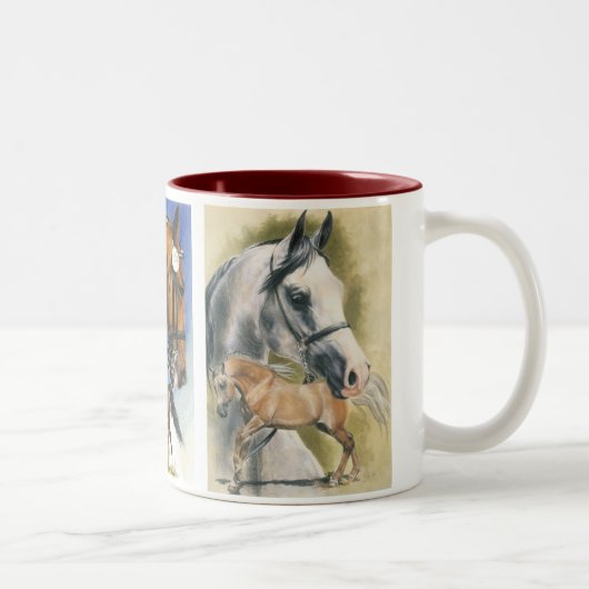 Triple Pleasure Paarden Tweekleurige Koffiemok (Rechts)