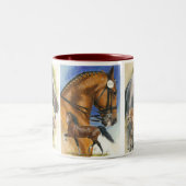 Triple Pleasure Paarden Tweekleurige Koffiemok (Center)