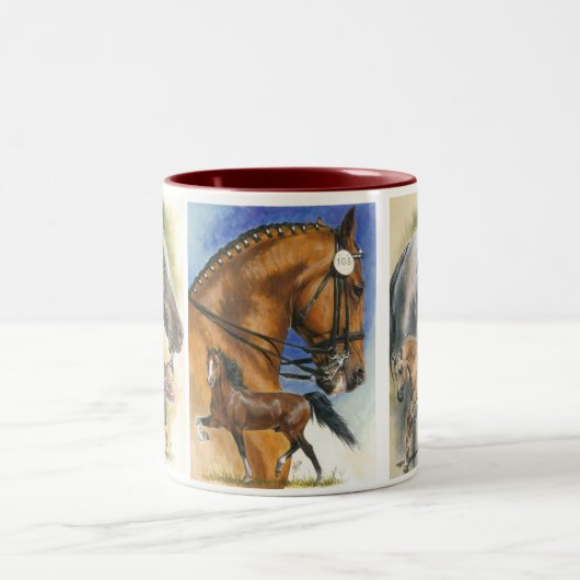 Triple Pleasure Paarden Tweekleurige Koffiemok (Center)