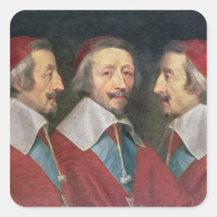 Triple Portrait van het hoofd van Richelieu, 1642 Vierkante Sticker