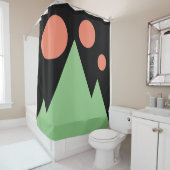 Triple Salmo Suns Sage Mountains Abstract Art Douchegordijn (In situ)