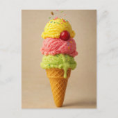 Triple Scoop Delight – Ice Cream Cone Briefkaart (Voorkant)