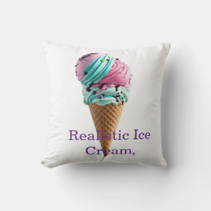 Triple Scoop Delight – Realistisch Roze, Teal & Pa Kussen