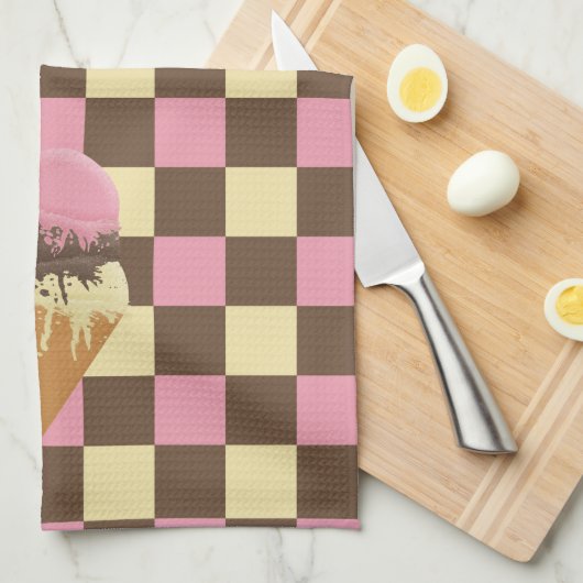 Triple-Scoop Ice Cone Kitchen Towelen Theedoek (Quarter Fold)