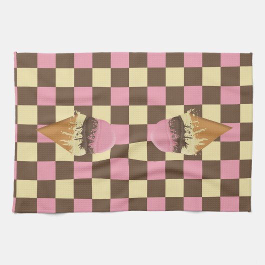 Triple-Scoop Ice Cone Kitchen Towelen Theedoek (Horizontaal)