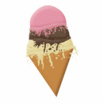Triple-Scoop Ice Cream Cone Fotosculptuur Staand Fotobeeldje<br><div class="desc">Chocolade,  vanille en aardbeienijs in een wafelkegel.</div>