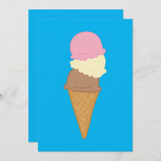 Triple Scoop Ice Cream Cone Kaart (Voorkant / Achterkant)
