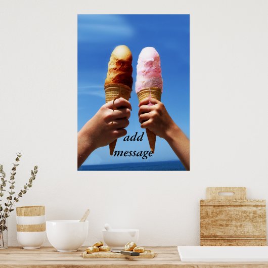 Triple Scoop Ice Cream Cones Poster (Keuken)