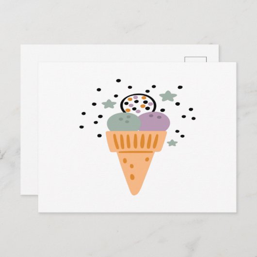 Triple Scoop Rainbow Ice Cream Briefkaart (Voorkant / Achterkant)