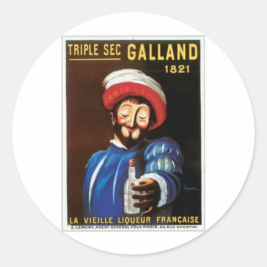 Triple Sec Galland 1821  Drink Ad Art Ronde Sticker (Voorkant)