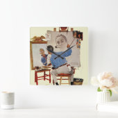 Triple Self-Portrait Vierkante Klok (Huis)