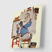 Triple Self-Portrait Vierkante Klok (Hoek)