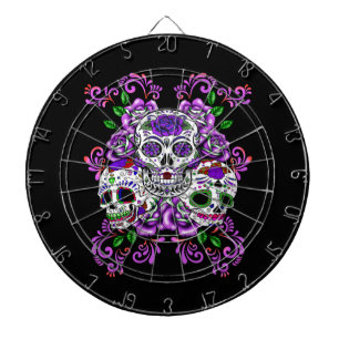 Triple Skull Paars Floral Sugar Skulls Dartbord