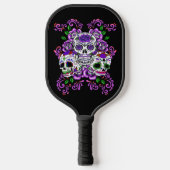 Triple Skull Paars Floral Sugar Skulls Pickleball Paddle (Voorkant)