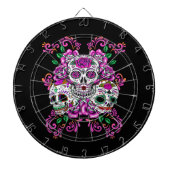 Triple Skull Pink Floral Sugar Skulls Dartbord (Voorkant)