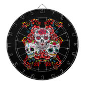 Triple Skull Red Floral Sugar Skulls Dartbord (Voorkant)
