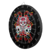 Triple Skull Red Floral Sugar Skulls Dartbord (Voorkant Rechts)