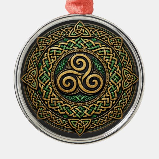 Triple Spiral Mandala — Eternal Celtic Interlace Metalen Ornament (Voorkant)