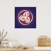 Triple Spiral, Triskelion Symbol Celtic Triskraam Poster (Keuken)