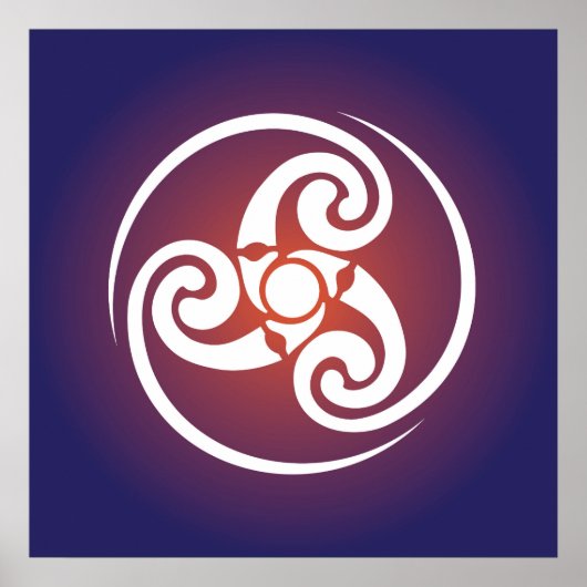 Triple Spiral, Triskelion Symbol Celtic Triskraam Poster (Voorkant)