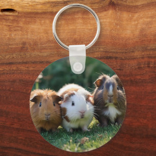 Triple Squeak: Trio van Schattige Baby-cavia's Sleutelhanger