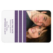 Triple Stripe Foto Save the Date Magnet, Paars Magneet (Horizontaal)