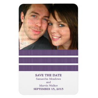 Triple Stripe Foto Save the Date Magnet, Paars Magneet
