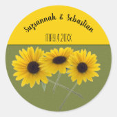 Triple Sunflower Photo Event Name Date Sjabloon Ronde Sticker (Voorkant)