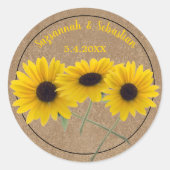 Triple Sunflower Photo Event Name Date Sjabloon Ronde Sticker (Voorkant)