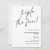 Triple the Fun Minimalist Uitnodiging voor een gez (Voorkant)
